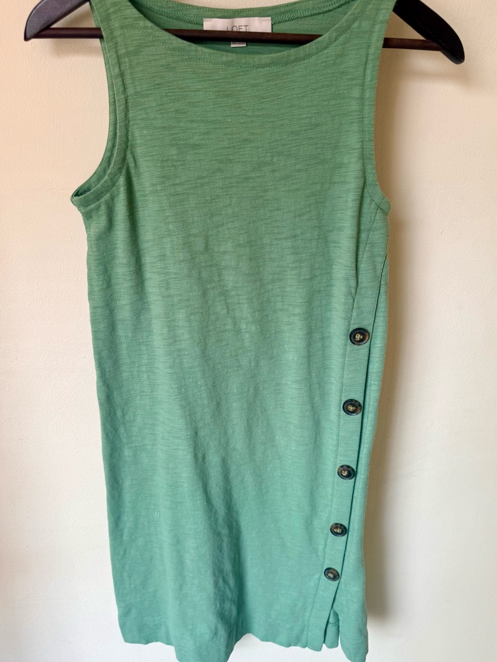LOFT Mint Green Sleeveless Side-Button Shift Dress